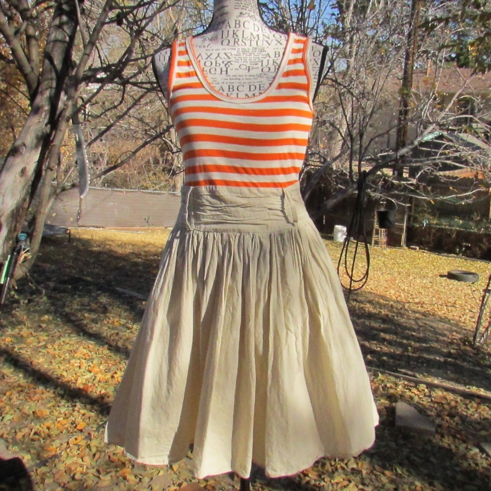 Theme Vibrant Orange and Cream Midi Dress